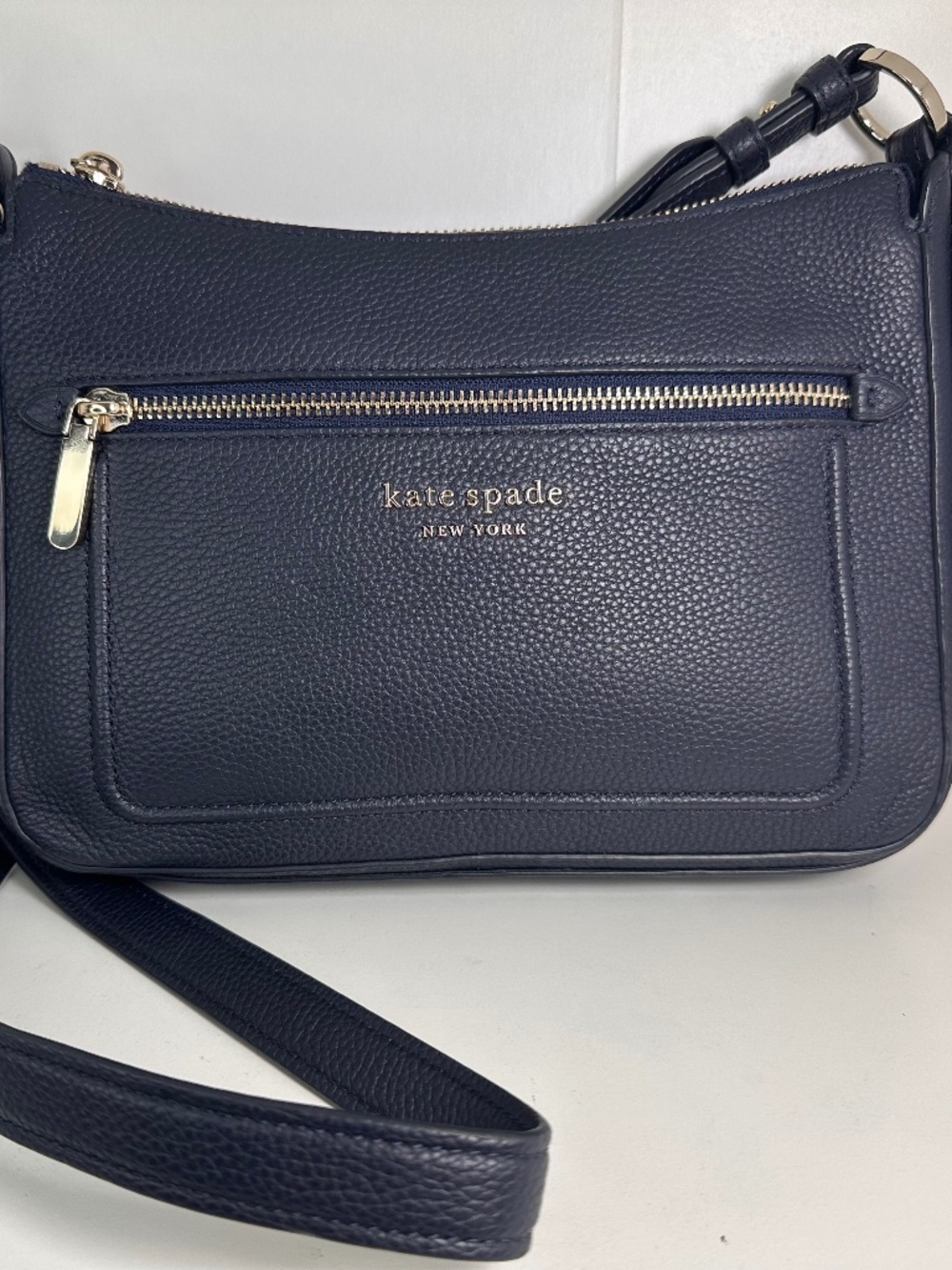 Kate Spade New York Hudson Medium Pebbled Leather Crossbody Bag Navy blue